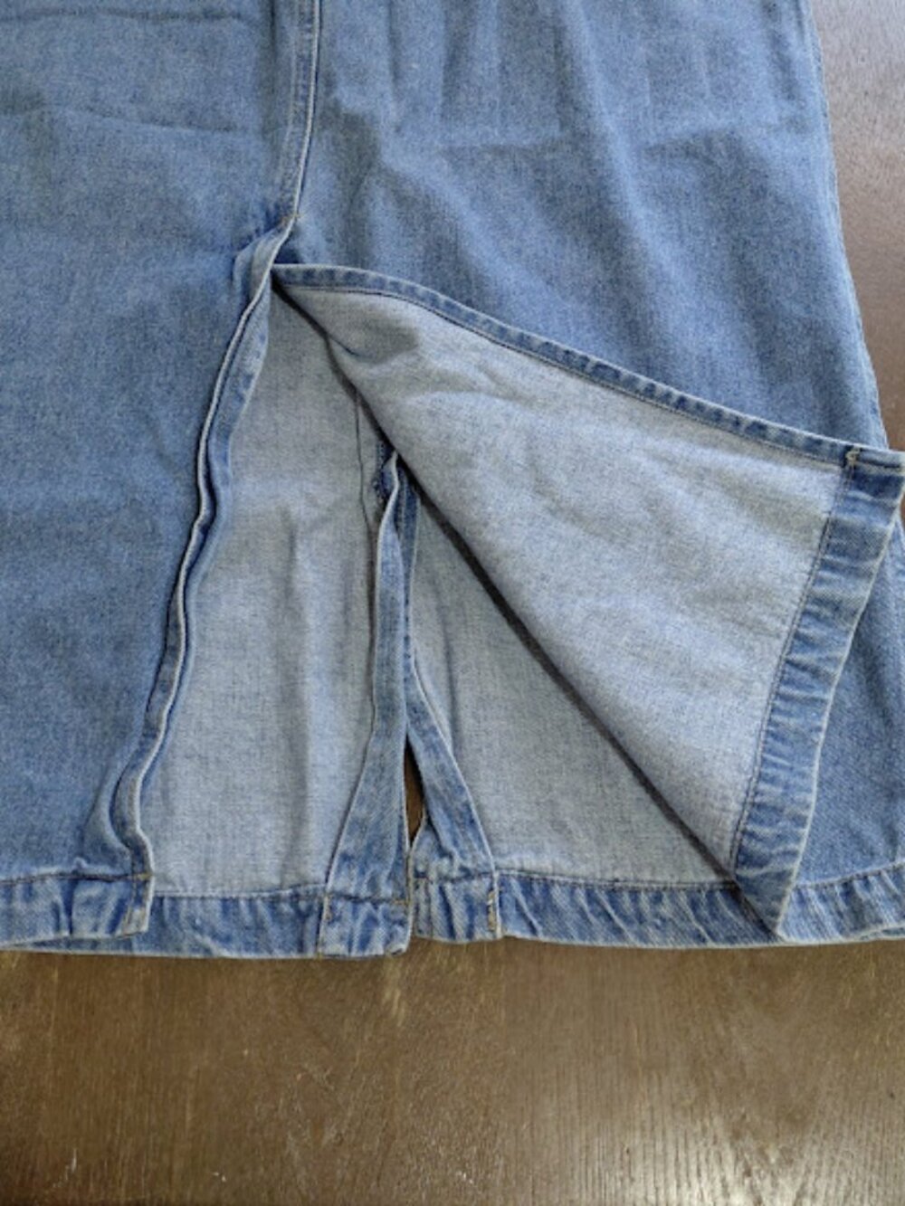 Vintage 90's Y2K Baccini Blue Denim Button-Front Maxi Jean Skirt Size 14 - Picture 6 of 6